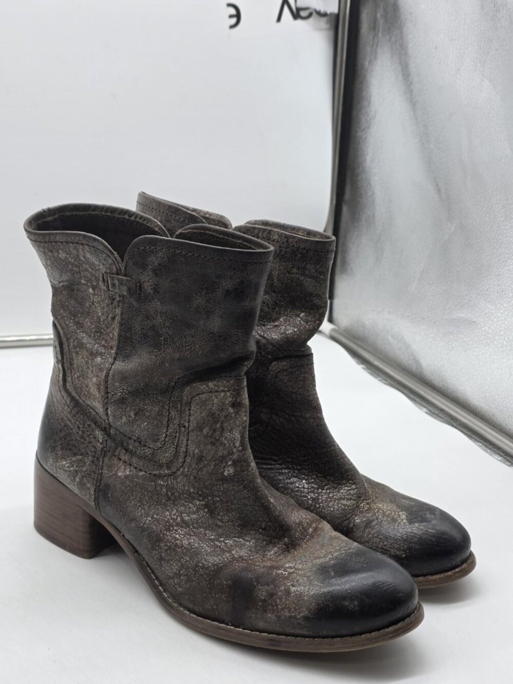 Diba True Boots Women 10 Brown west haven Leather Western Ankle Booties Block